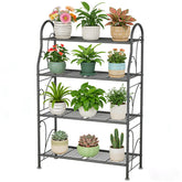 SORCEDAS 4 Tier Metal Plant Stand front view in dark grey