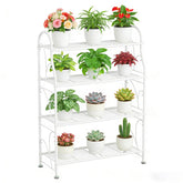 SORCEDAS 4 Tier Metal Plant Stand in White, front view