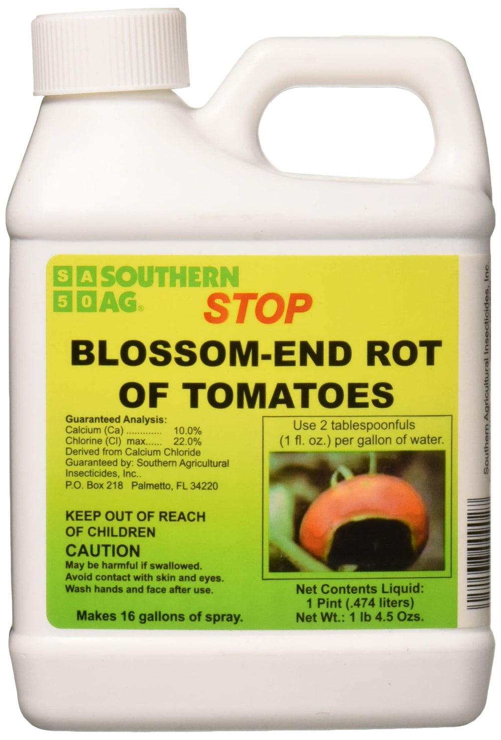 Southern Ag Blossom End Rot Stop 16oz liquid fertilizer front view