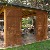 SpaceDresser outdoor sheer curtain front view in brown