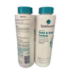 SpaGuard Stain & Scale Control 1 Pint bottle back view with usage instructions