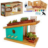 SparkJump Modern Birdhouse Woodworking Kit packaging with vibrant paints