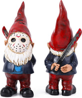 SPINNDO Halloween garden gnome statue front view, red