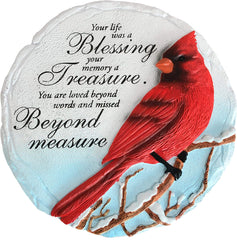 Spoontiques Cardinal Stepping Stone front view with hand-painted design