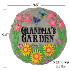 Spoontiques stepping stone displayed in a garden setting