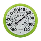 Springfield Indoor Outdoor Big and Bold Dial Thermometer front view, 8 inches, green