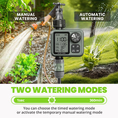 Sprinkler Timer next to garden hose in outdoor setting