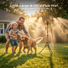 SprzAir misting system in use at a patio gathering