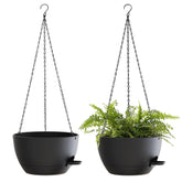 SQKH 12 Inch black self-watering hanging planter front view
