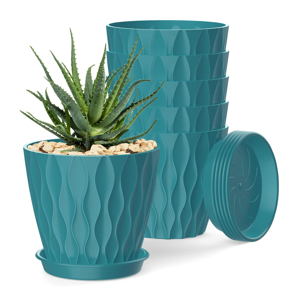 SQKH 4 Inch indoor plant pot front view in blue-green