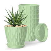 SQKH 4 Inch Plant Pot green model front view with drainage tray