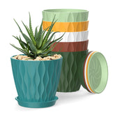 SQKH 4 Inch Plant Pots colorful set with drainage trays