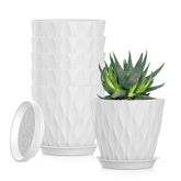 SQKH 5-Inch Planter Pot front view, white with tray