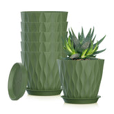 SQKH 5 Inch Planter Pot Green front view with drainage holes