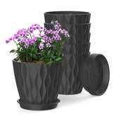 SQKH 6 Inch Indoor Plant Pot with drainage tray, black