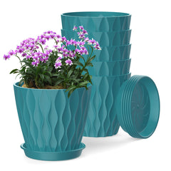 SQKH 6 Inch Plant Pot Blue-Green front view with drainage holes