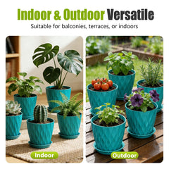 SQKH 8 Inch plant pots with trays and saucers included