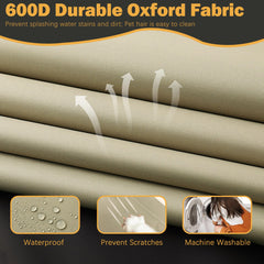 Sqodok Tan Cushion Covers against a garden backdrop