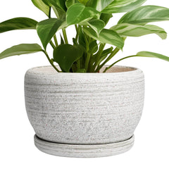 SQOWL Ceramic Plant Pot 8 inch with gray finish front view