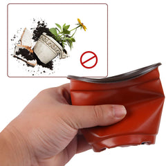 Stack of Augshy plastic nursery pots in red