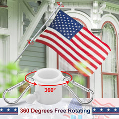 Stainless steel flagpole mounted at a 45-degree angle
