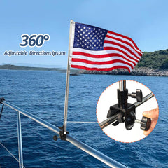 Stainless steel flagpole with holder and American flag