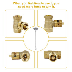 Stanbroil gas valve key displayed in outdoor fireplace setting