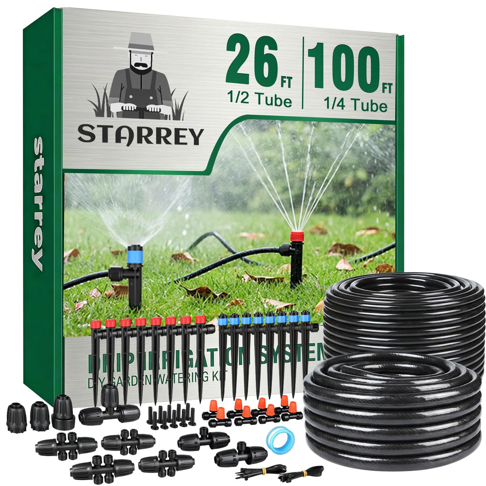STARREY Drip Irrigation System 126FT main components layout