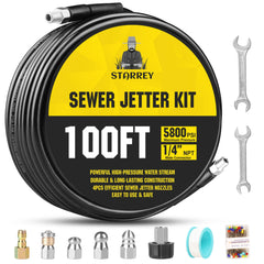 STARREY Sewer Jetter Kit 100ft hose with nozzle tips