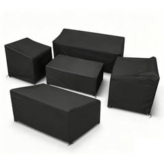 STARTWO 5 Piece Patio Furniture Cover Set in black, front view