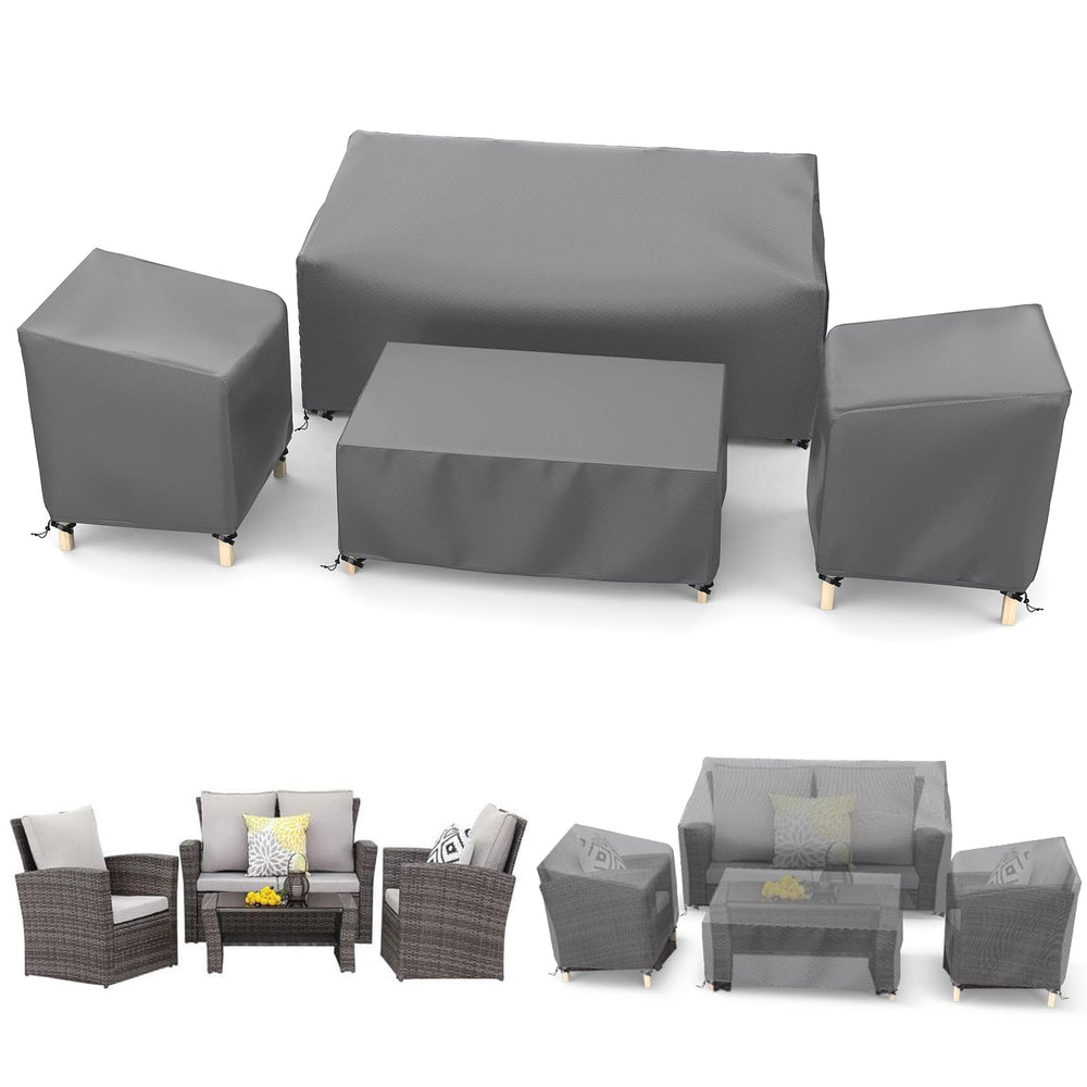STARTWO Outdoor Furniture Covers Waterproof 4-Piece Set grey front view