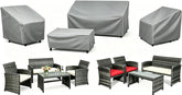 STARTWO Patio Furniture Cover 4 Piece Set grey with white seams