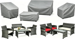 STARTWO Patio Furniture Cover 4 Piece Set grey with white seams