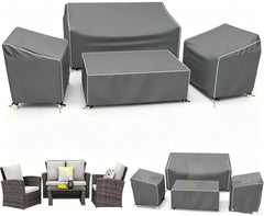 STARTWO Patio Furniture Covers 4-Piece Set in Grey with white seams