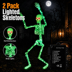Starweeks light-up skeleton against a dark background with colourful LED lights