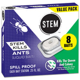STEM Liquid Ant Baits package front view with 8 spill-proof stations