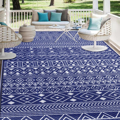 StepLively 5x8 ft outdoor rug blue front view