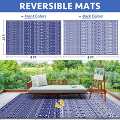 StepLively outdoor rug blue showing design patterns