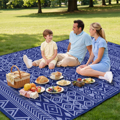 StepTastic Outdoor Rug close-up of blue and white pattern