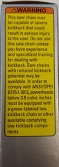 Stihl 16-inch chainsaw full chisel saw chain close-up view
