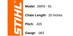 Stihl 26RS 81 Chainsaw Chain side view showing drivers