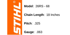 Stihl 26RS68 chainsaw chain 68 drive links close-up