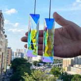 stino crystal suncatcher prism clear design with sunlight reflections