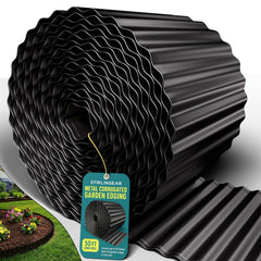STIRLINGEAR 50FT black corrugated metal landscape edging front view