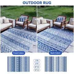 Strickland Home Outdoor Rug 8'x10' navy and white folded for storage