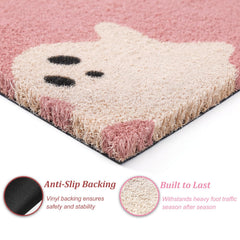 Striped rug in pink and white, part of the Halloween doormat set