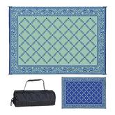 Stylish Camping Reversible Mat 9x12 ft in blue and light green