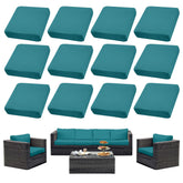 SUKAIKEQA 12PCS Patio Cushion Covers in Peacock Blue, front view