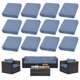 SUKAIKEQA 12PCS Patio Cushion Covers Set in Grey Blue