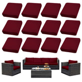 SUKAIKEQA 12PCS Patio Cushion Covers, Wine Red front view